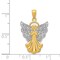14K Gold & White Gold Filigree Angel Pendant Charm Jewelry 28 x 18 mm